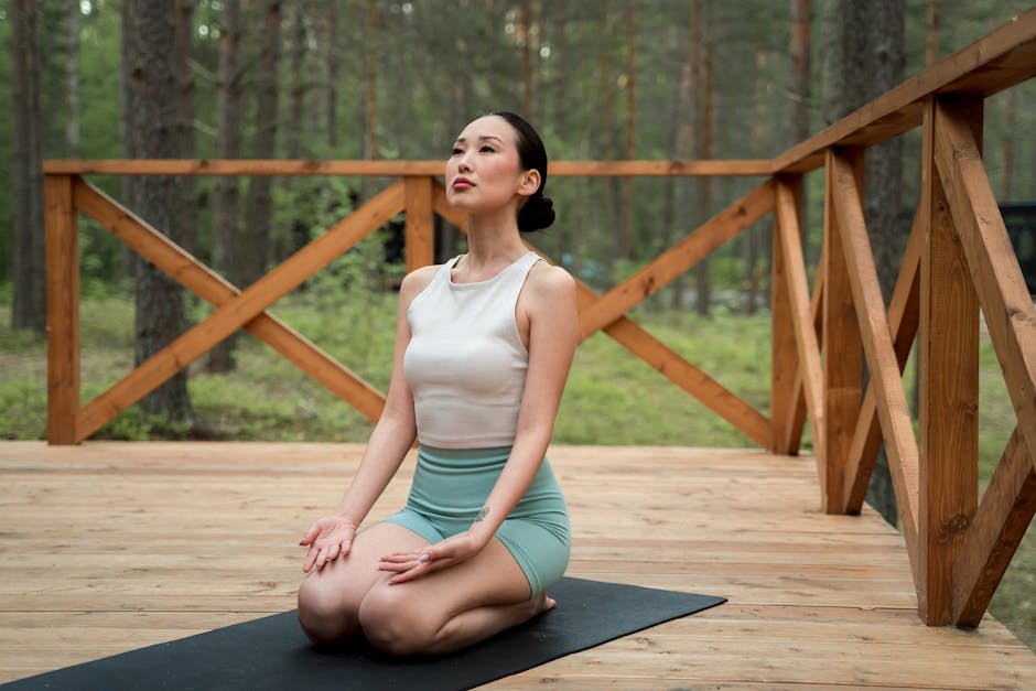 Outdoor yoga and mindfulness practice in a peaceful natural setting